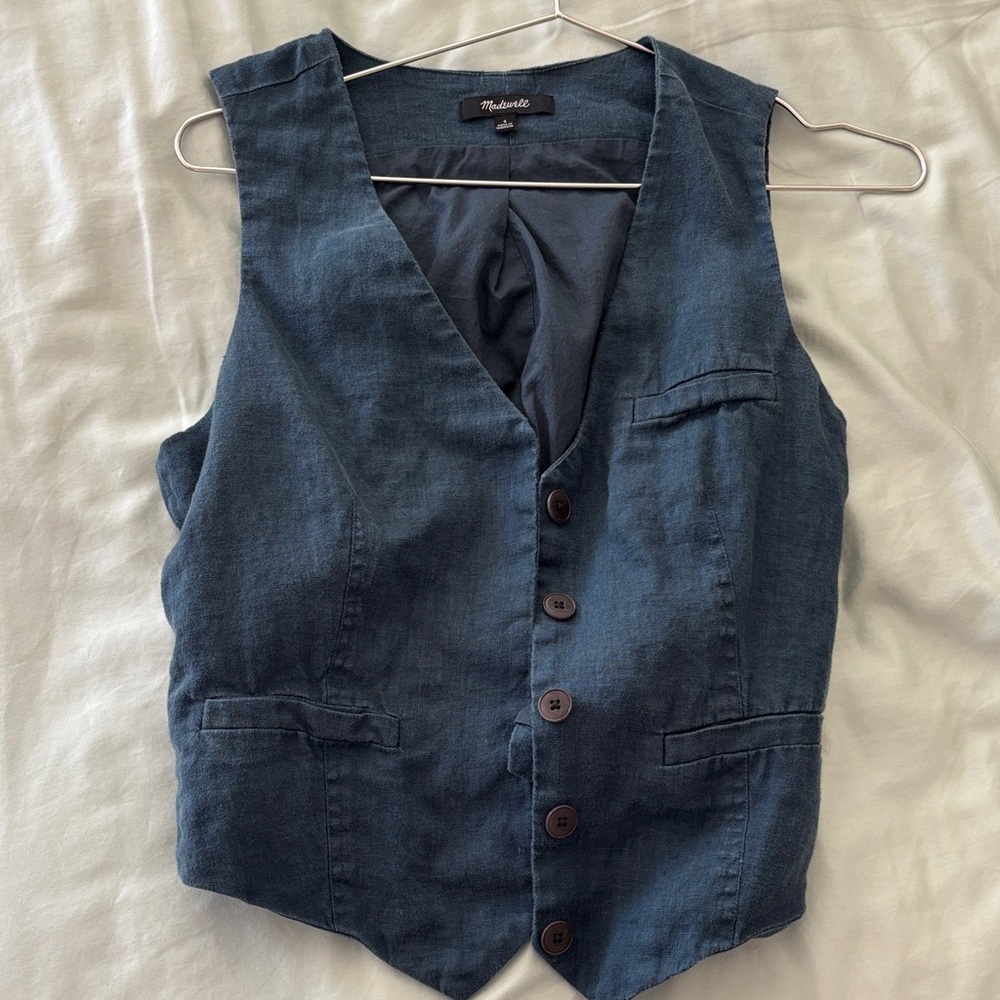 Madewell Blue Button Down Vest